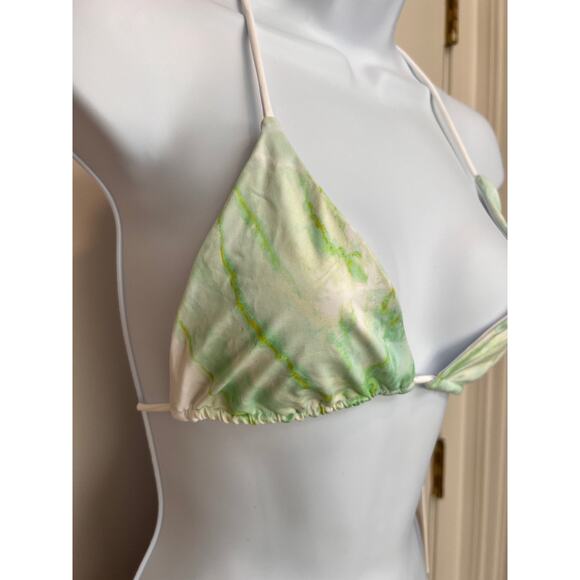 Good American Green Marble Triangle String Bikini Top Sz 3 Large Tie Back - Picture 5 of 8